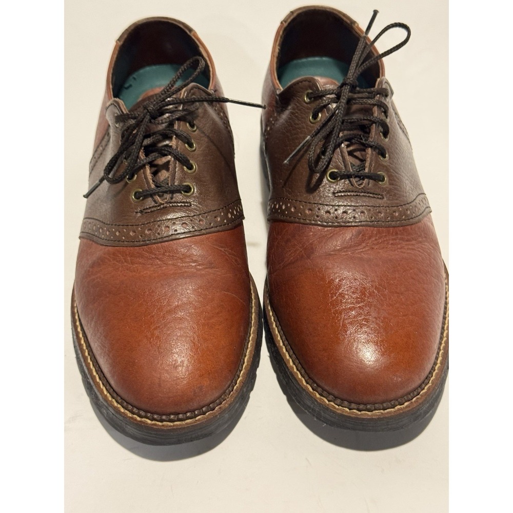 HS Trask Saddle Shoes Mens Size 9 Two Tone Brown Leather Oxford